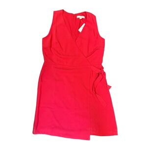 LOFT Ann Taylor Red Sleeveless Faux Wrap Tie Waist Dress NWT Size 14 506915